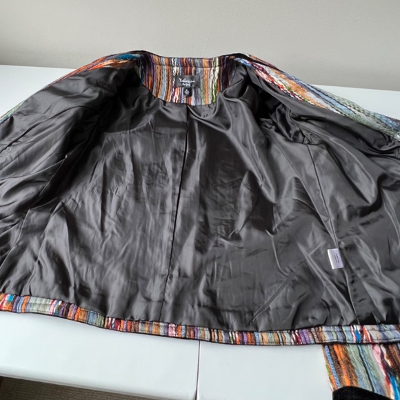 Katherine New York Multicolor Woven Yarn 3D Blazer Velvet Trim Womens Size M - Picture 10 of 11